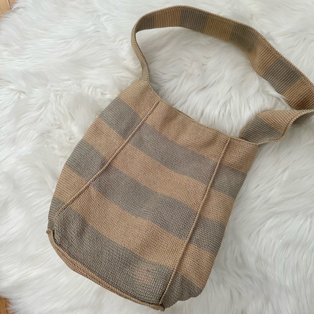 Peruvian Connection Stripped Woven Bucket Shoulder Bag